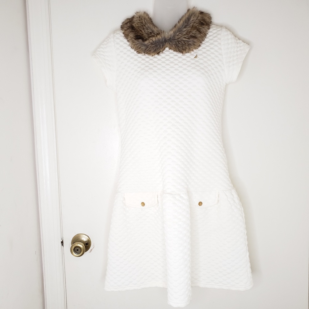 Nautica Girls Double Knit Quilted Fur Dress XL 16